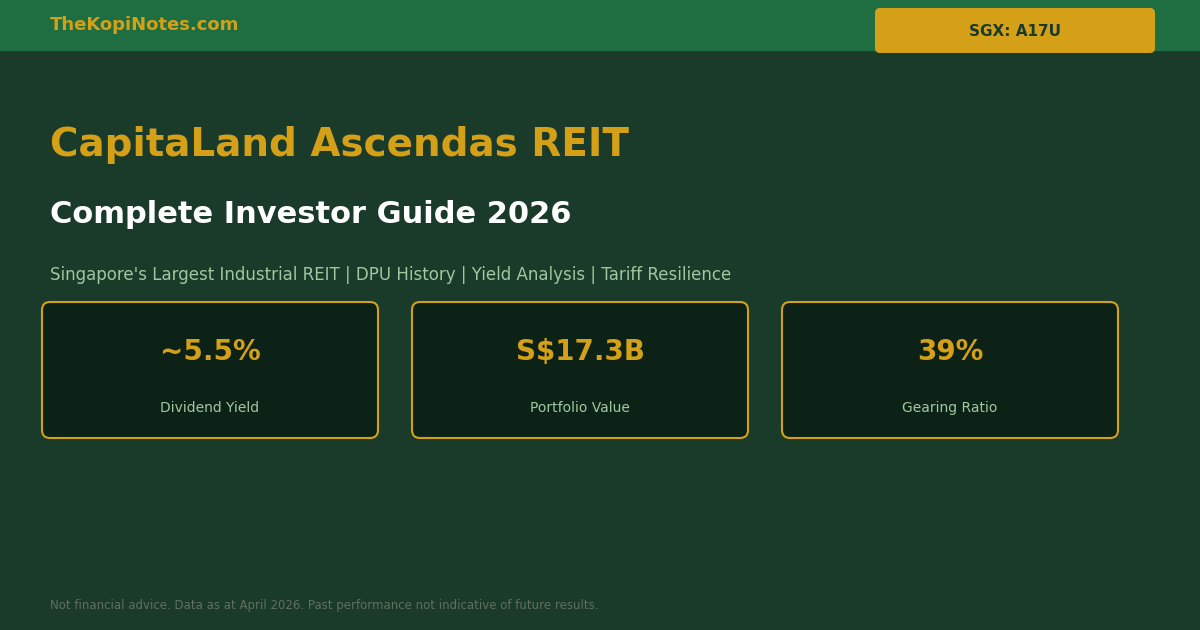 CapitaLand Ascendas REIT (A17U): Complete Investor Guide 2026 — DPU, Yield & Portfolio Analysis