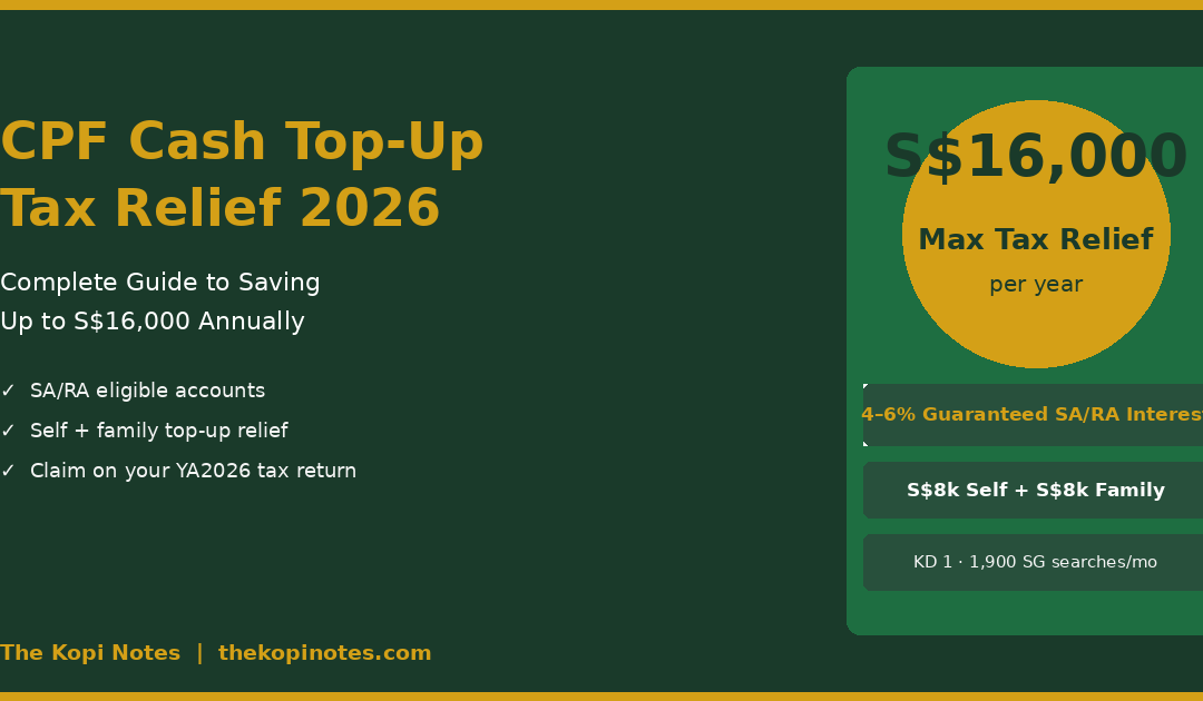 CPF Cash Top-Up Tax Relief Singapore 2026 — Save up to S$16,000