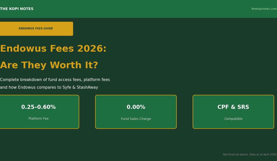 Endowus Fees 2026: Are They Worth It? Platform fee comparison guide for Singapore investors