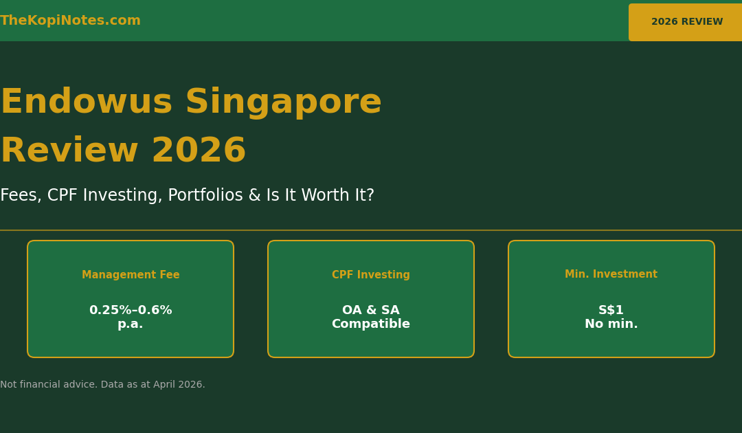 Endowus Singapore Review 2026 – Fees, CPF Investing, Portfolios