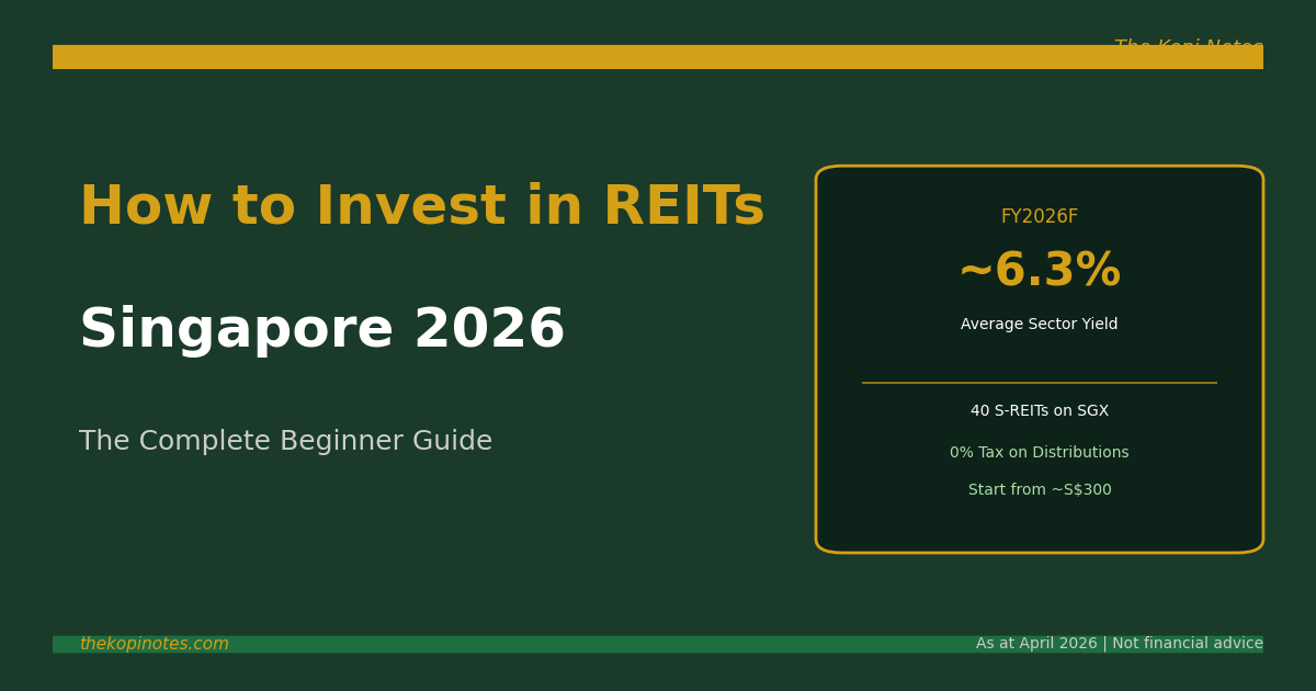 How to Invest in REITs Singapore 2026: The Complete Beginner Guide