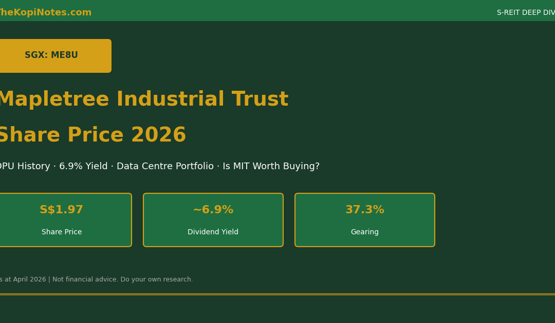 Mapletree Industrial Trust Share Price 2026 — ME8U DPU History, 6.9% Yield & Data Centre Portfolio