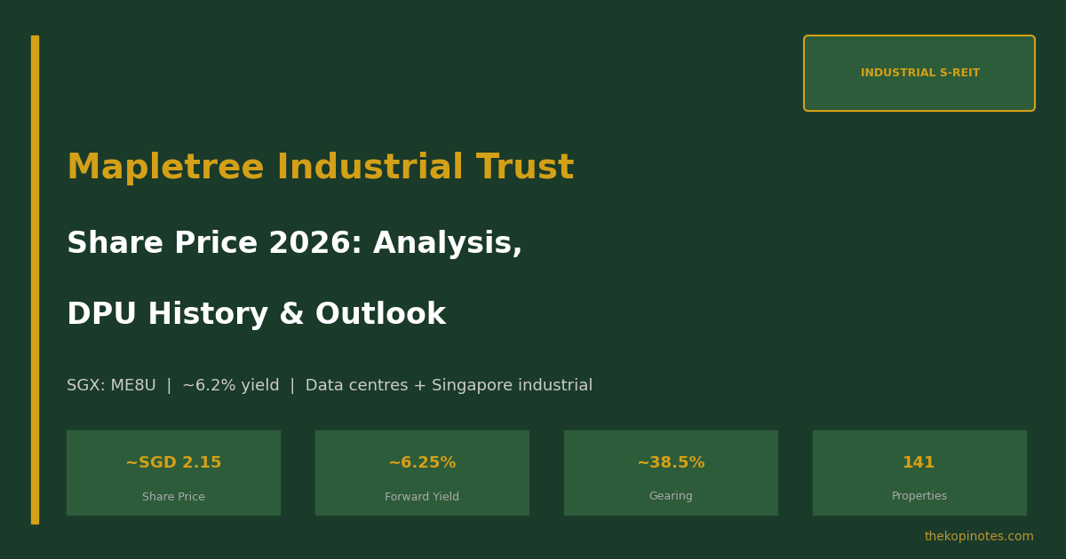 Mapletree Industrial Trust Share Price 2026: Analysis, DPU History & Outlook (SGX: ME8U)