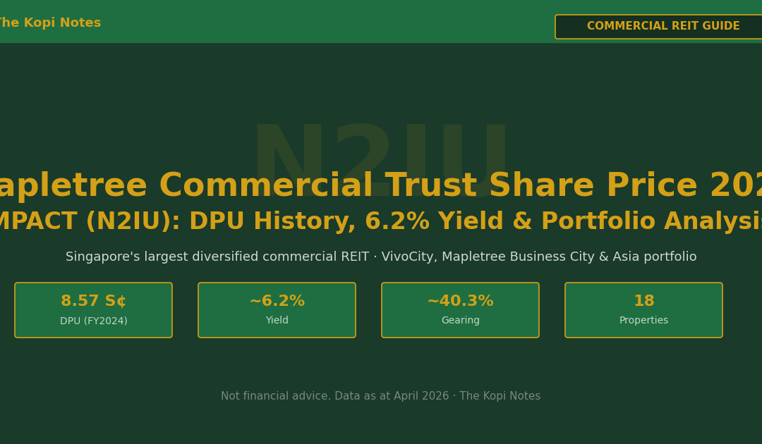 Mapletree Commercial Trust Share Price 2026 MPACT N2IU DPU Yield Analysis — The Kopi Notes