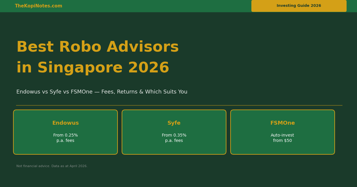 Best Robo Advisors in Singapore 2026: Endowus vs Syfe vs FSMOne
