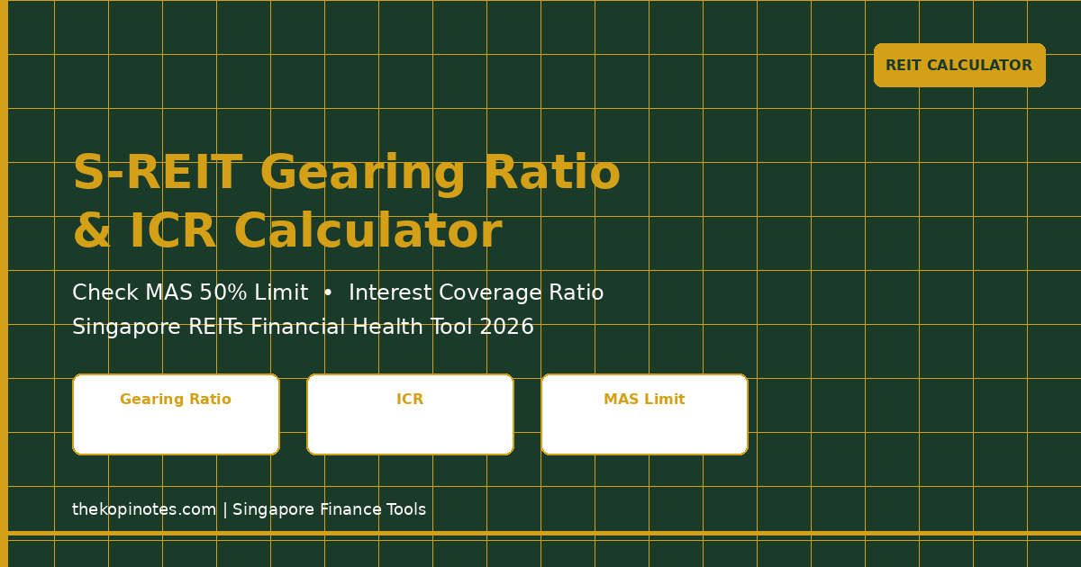 S-REIT Gearing Ratio Calculator Singapore - MAS 50% limit analysis tool