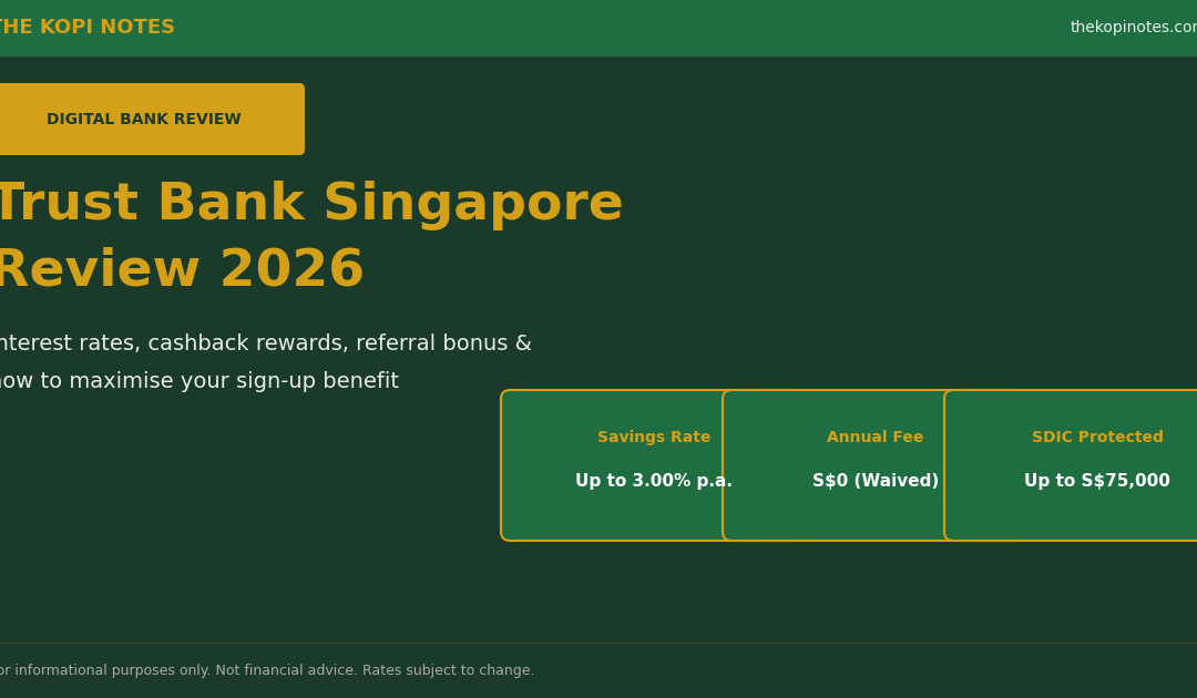 Trust Bank Singapore Review 2026 - interest rates, cashback, referral bonus