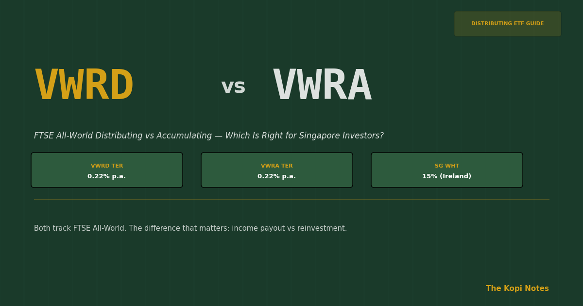 VWRD ETF Singapore: Complete Guide to the Distributing All-World ETF (2026)