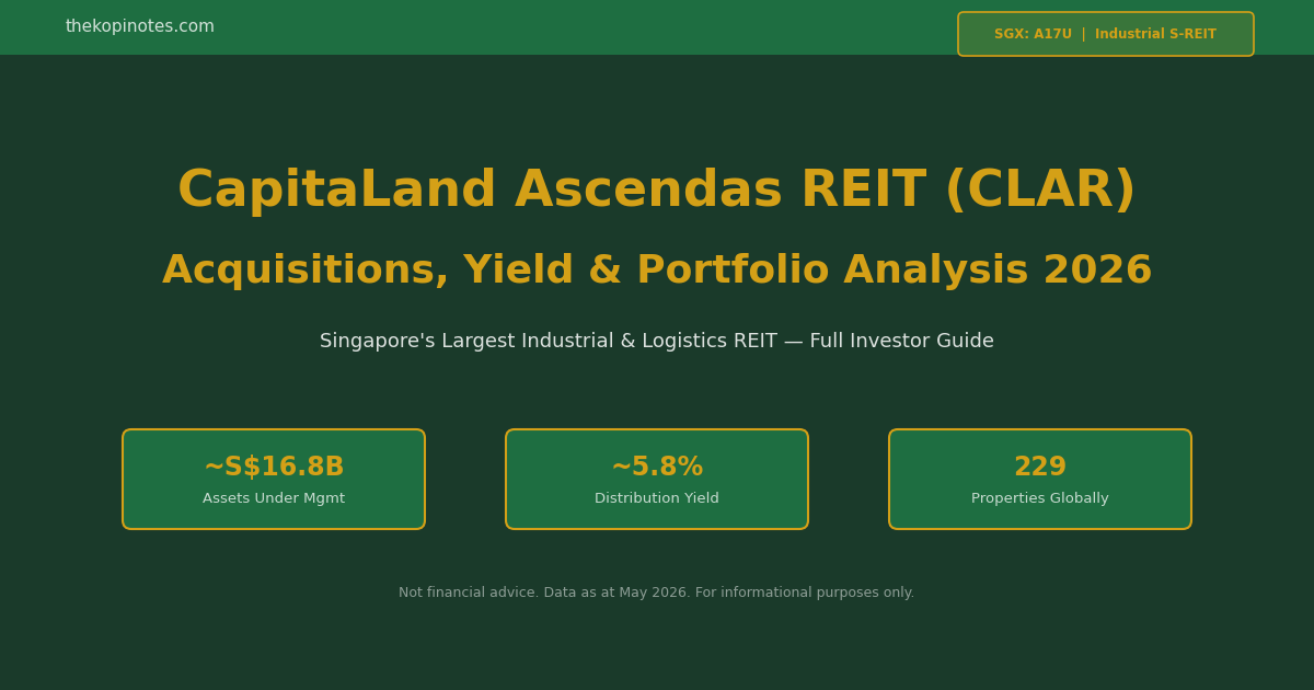 CapitaLand Ascendas REIT CLAR Investor Guide 2026 Singapore Largest Industrial REIT