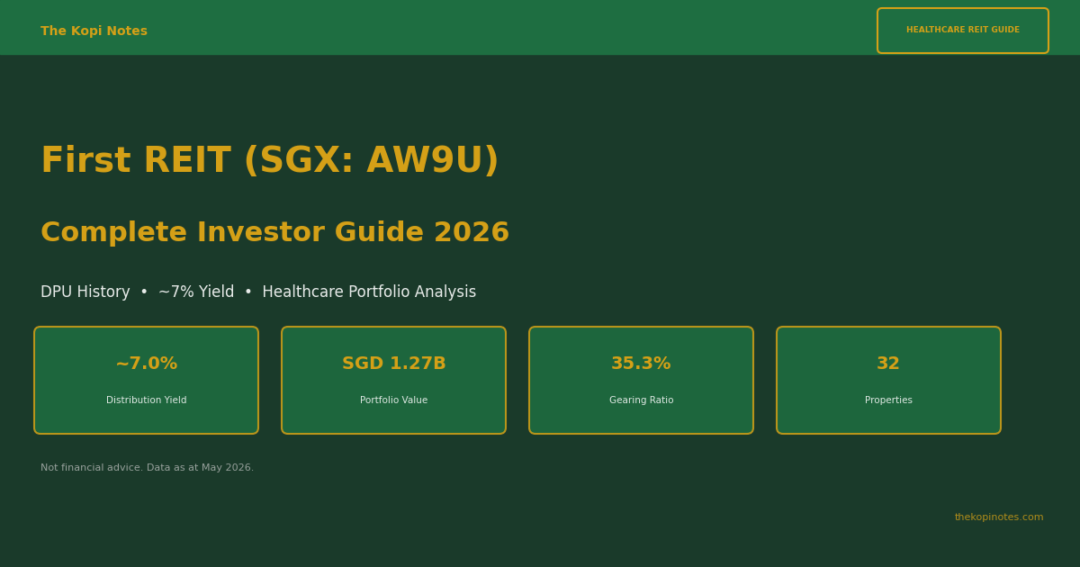 First REIT (SGX: AW9U): Complete Investor Guide 2026 — DPU History, ~7% Yield & Healthcare Portfolio Analysis