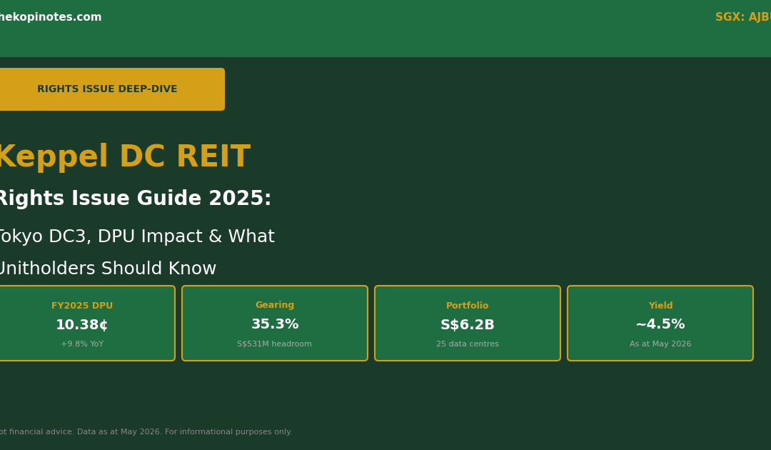 Keppel DC REIT Rights Issue 2025 Guide — DPU, Tokyo DC3 & Unitholder Impact
