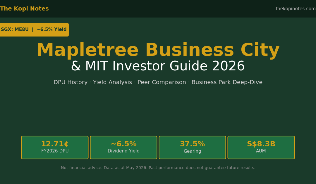 Mapletree Business City MIT investor guide 2026 — DPU, yield and portfolio analysis