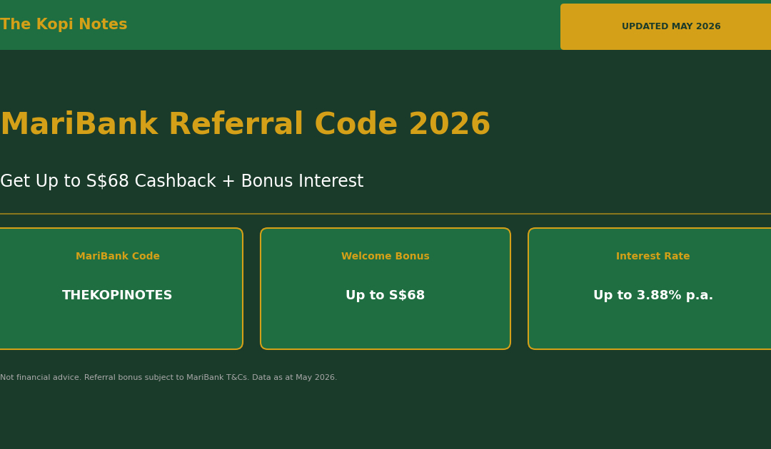 MariBank referral code Singapore 2026 – get up to S$68 cashback
