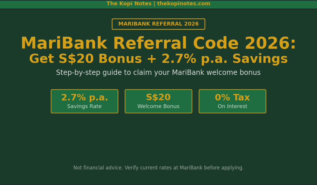 MariBank Referral Code 2026 — S$20 Bonus & 2.7% p.a. Savings Rate