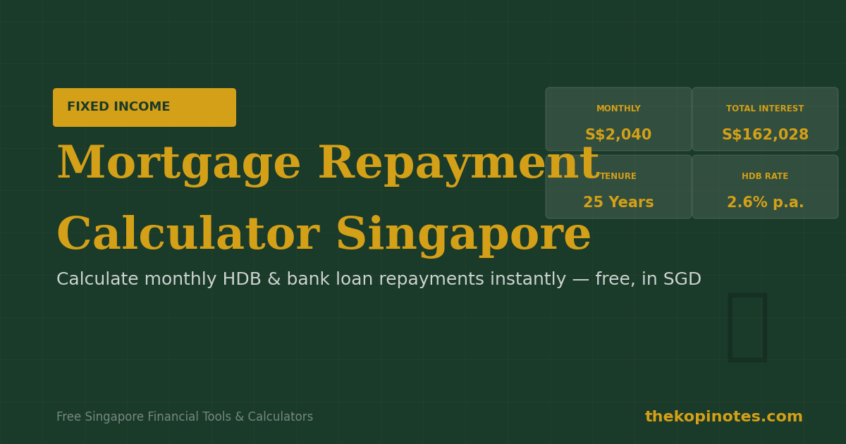 Mortgage Repayment Calculator Singapore 2026