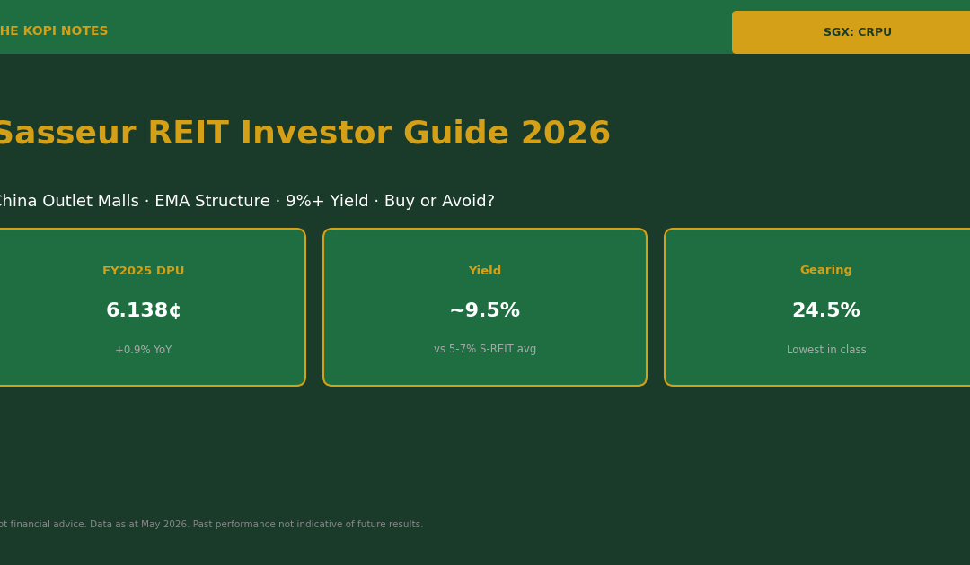 Sasseur REIT Investor Guide 2026 — SGX CRPU yield, DPU, China outlet malls