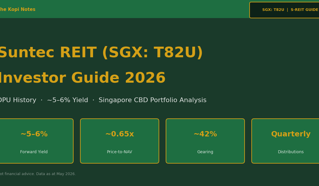 Suntec REIT (SGX: T82U) Investor Guide 2026: DPU History, ~5% Yield & Singapore CBD Portfolio — The Kopi Notes