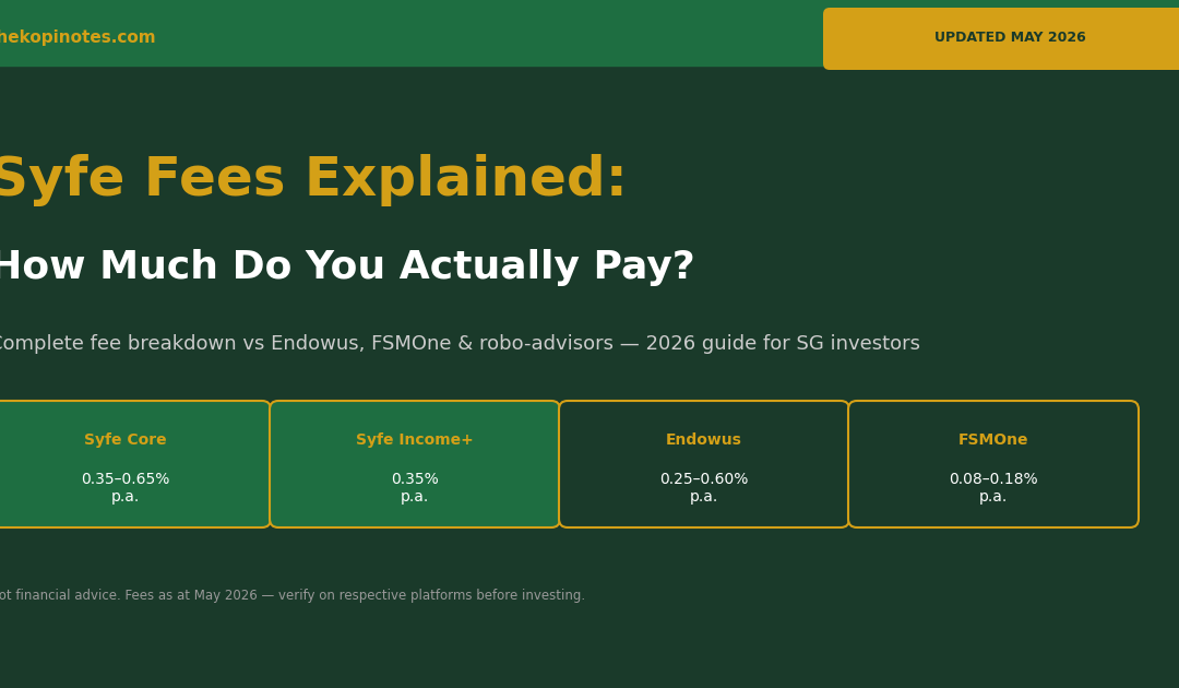 Syfe Fees 2026 Singapore: complete fee breakdown and comparison guide
