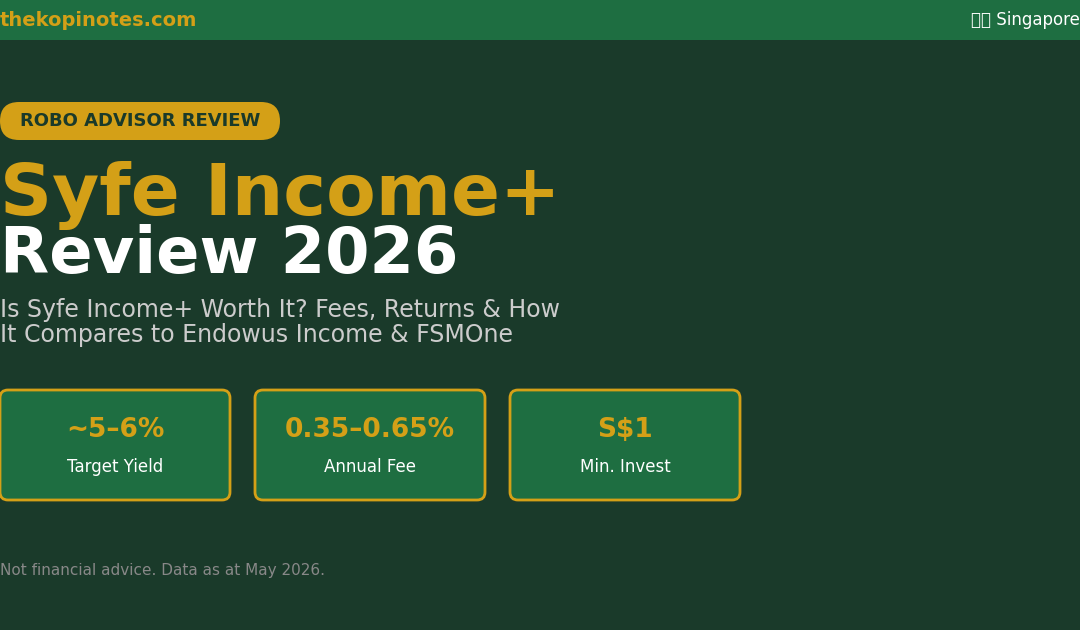 Syfe Income+ Review 2026 Singapore — Fees, Returns & Comparison