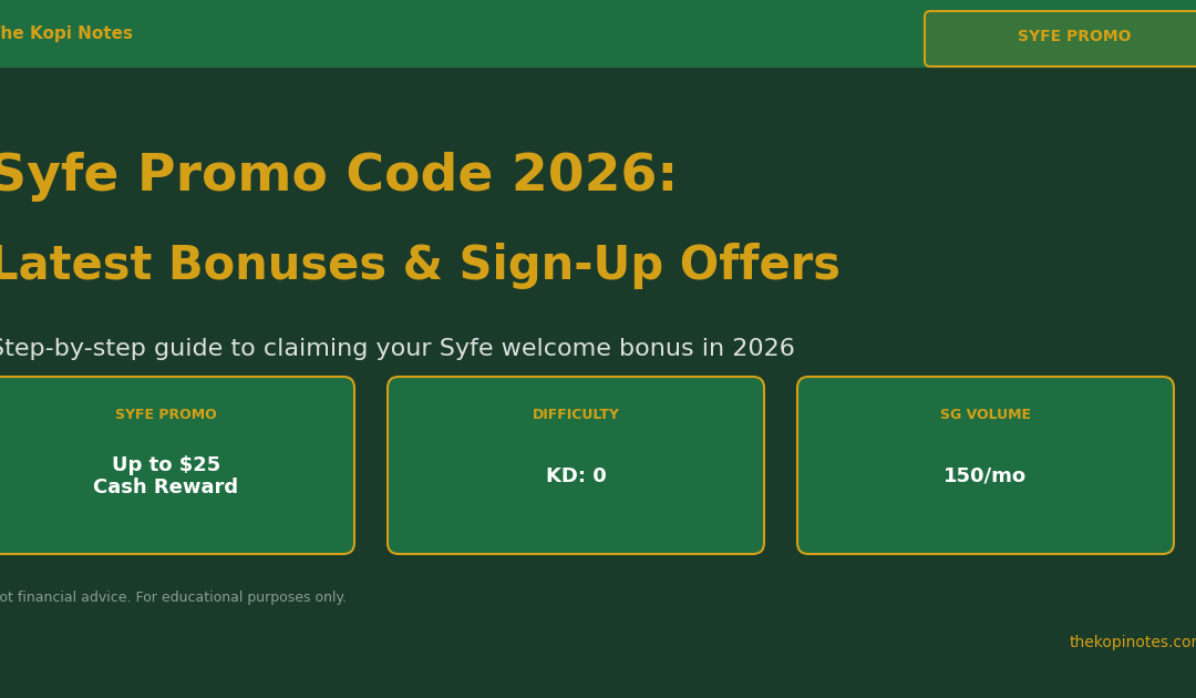 Syfe Promo Code 2026: Latest Bonuses & Sign-Up Offers — The Kopi Notes