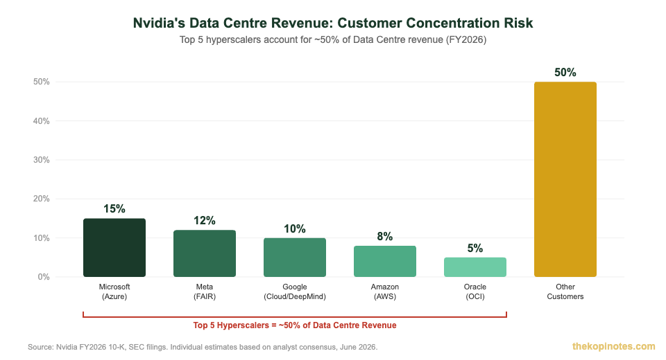 Nvidia data centre revenue customer concentration chart — michael burry ai warning 2026