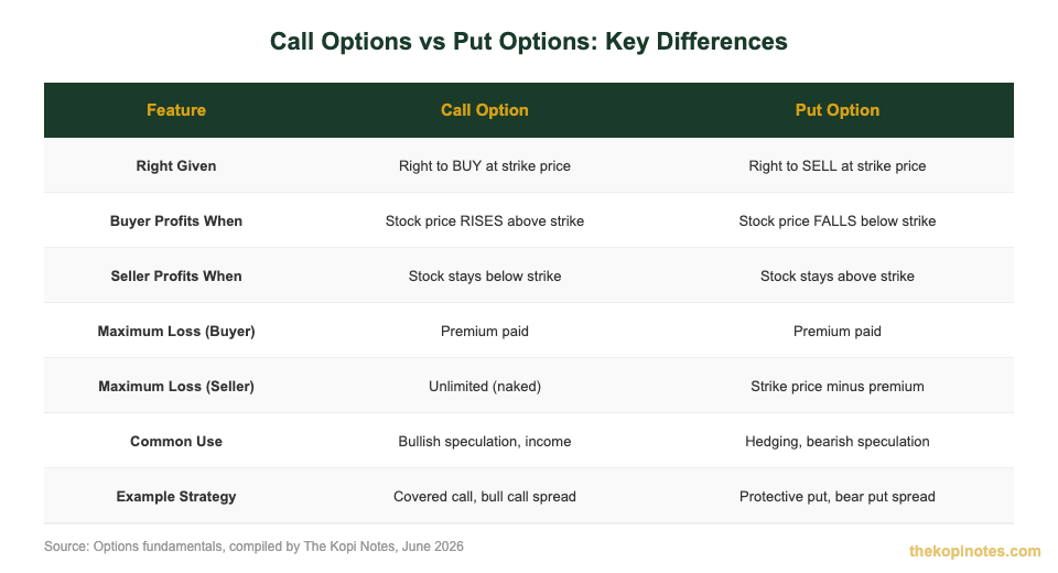 Call options vs put options comparison chart for beginners