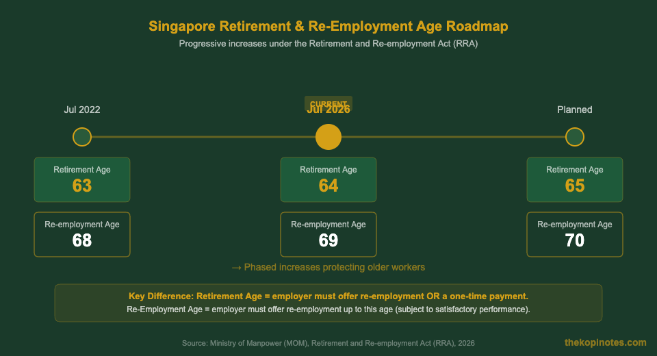 Singapore retirement age vs re-employment age roadmap 2026 timeline