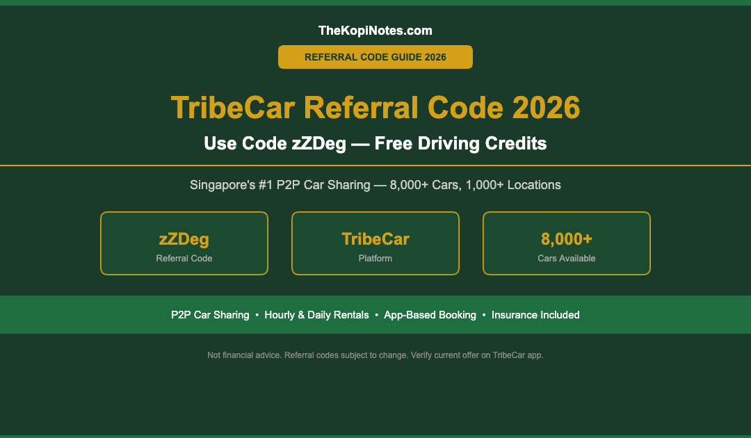 TribeCar referral code 2026 Singapore P2P car sharing guide