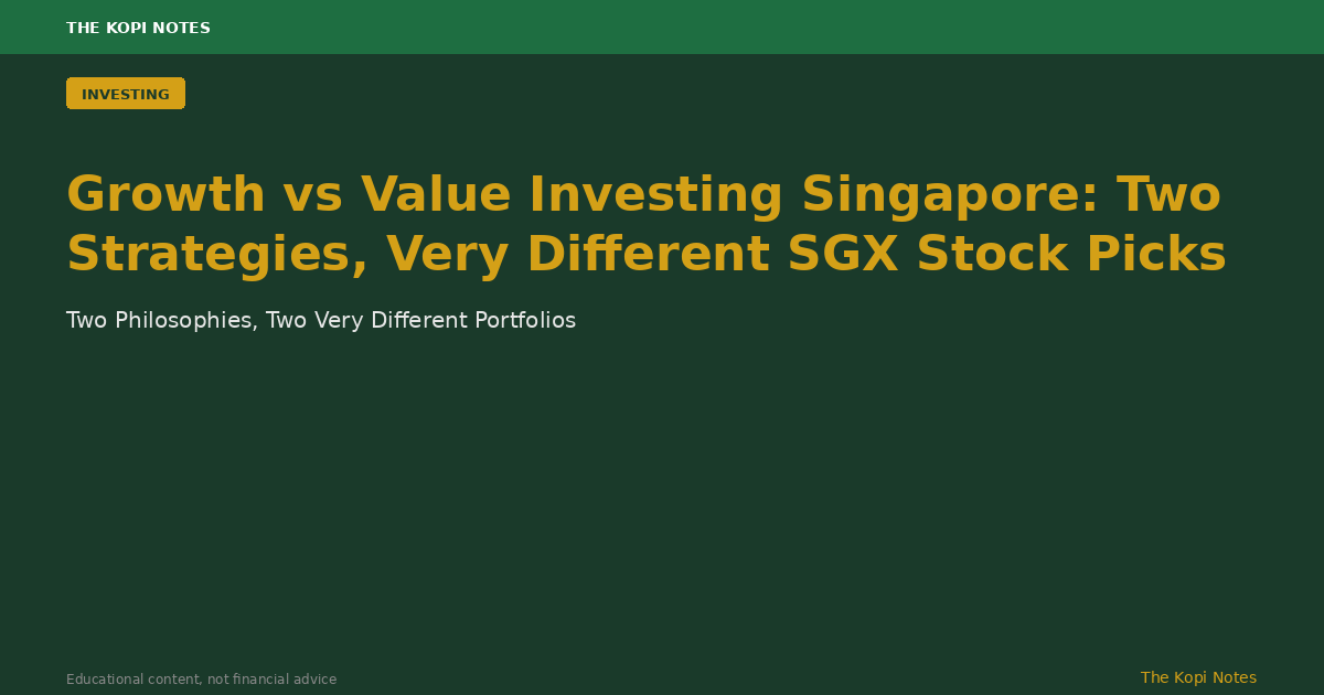 Growth vs Value Investing Singapore: Two Strategies, Very Different SGX Stock Picks