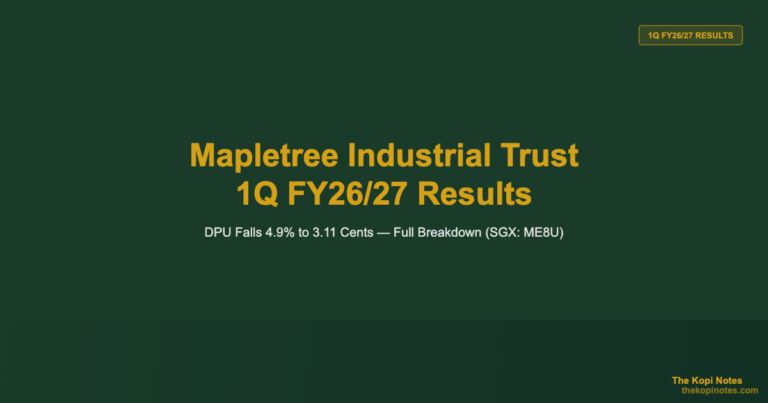 Mapletree Industrial Trust 1Q FY26/27 Results: DPU Falls 4.9% to 3.11 Cents (SGX: ME8U)