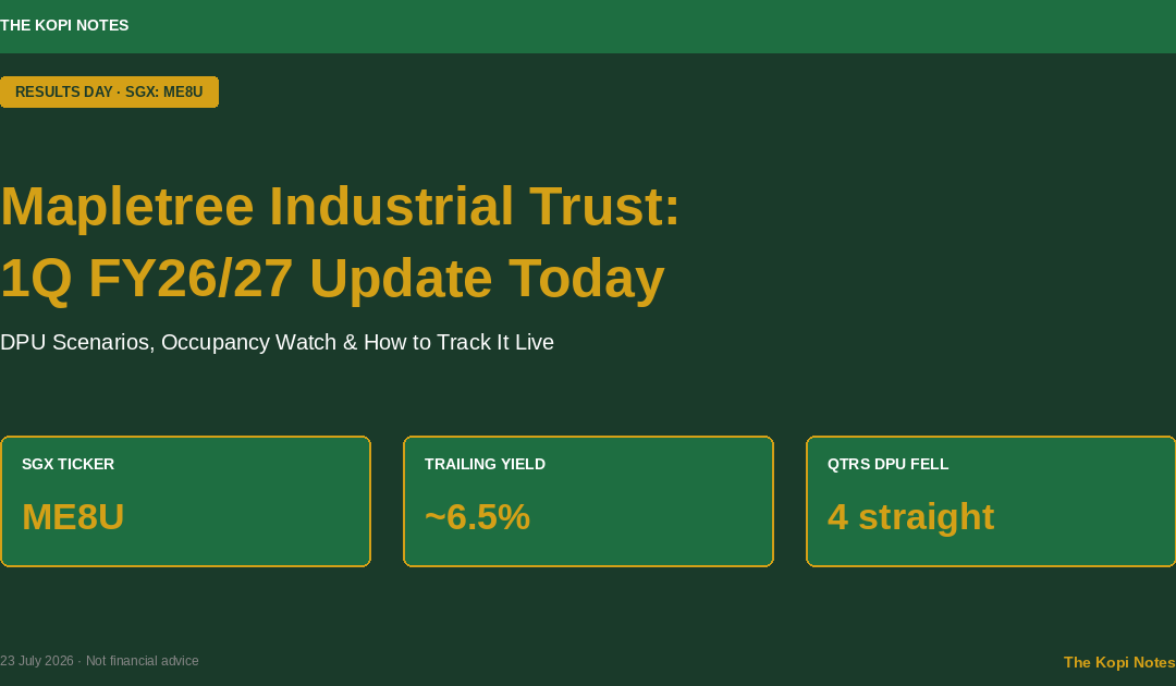 Mapletree Industrial Trust Share Price: 1Q FY26/27 Update Today — The Kopi Notes