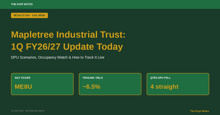 Mapletree Industrial Trust Share Price: 1Q FY26/27 Update Today (23 July) — DPU Scenarios & What to Watch