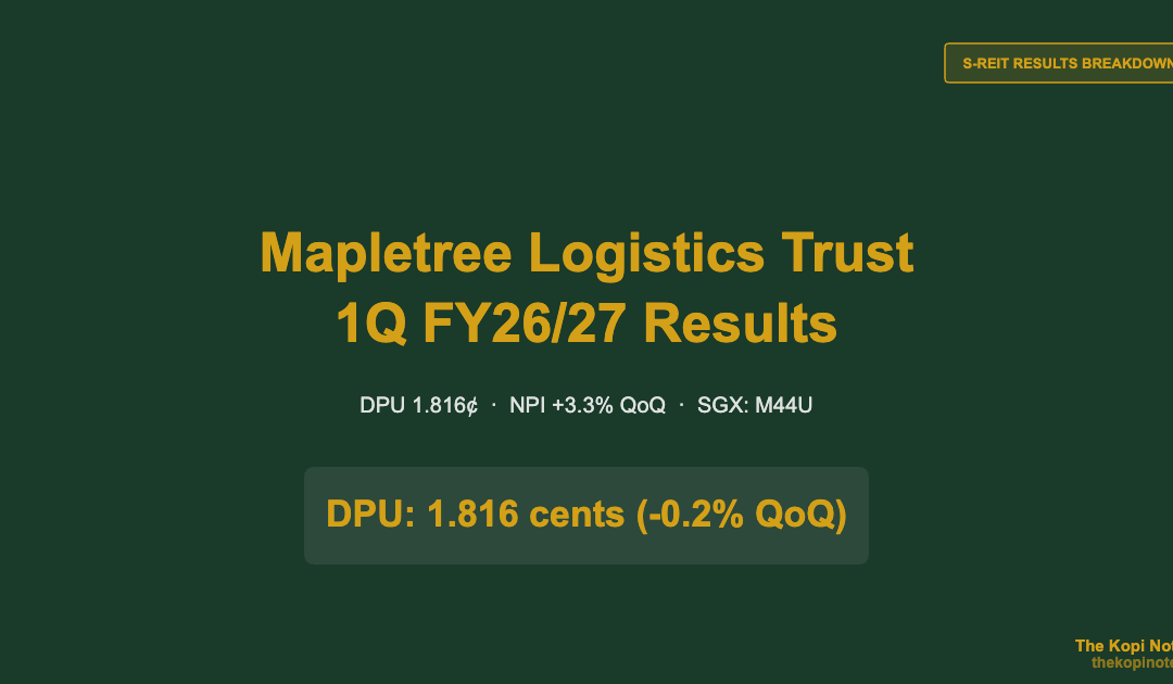 Mapletree Logistics Trust 1Q FY26/27 Results: DPU Dips 0.2% to 1.816 Cents as NPI Grows 3.3% (SGX: M44U) — The Kopi Notes