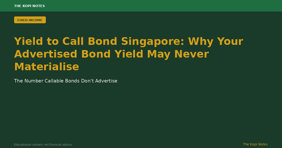 Yield to Call Bond Singapore: Why Your Advertised Bond Yield May Never Materialise