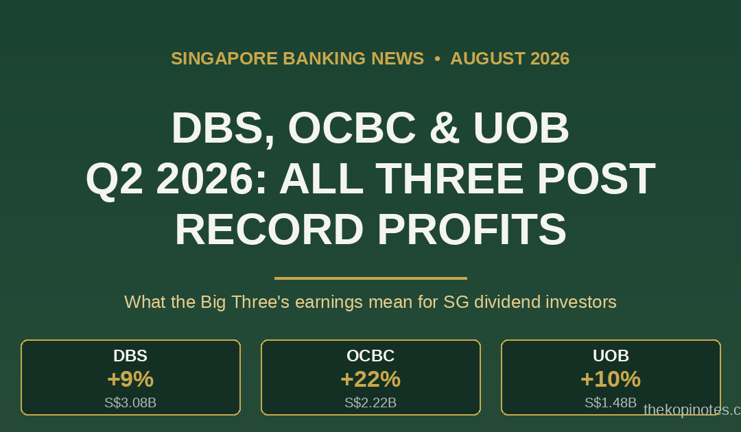 DBS, OCBC and UOB Q2 2026 results featured graphic - all three Singapore banks post record profits