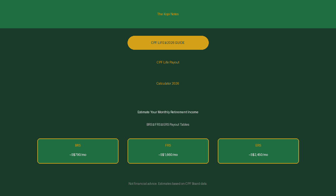 CPF Life Payout Calculator 2026 Singapore