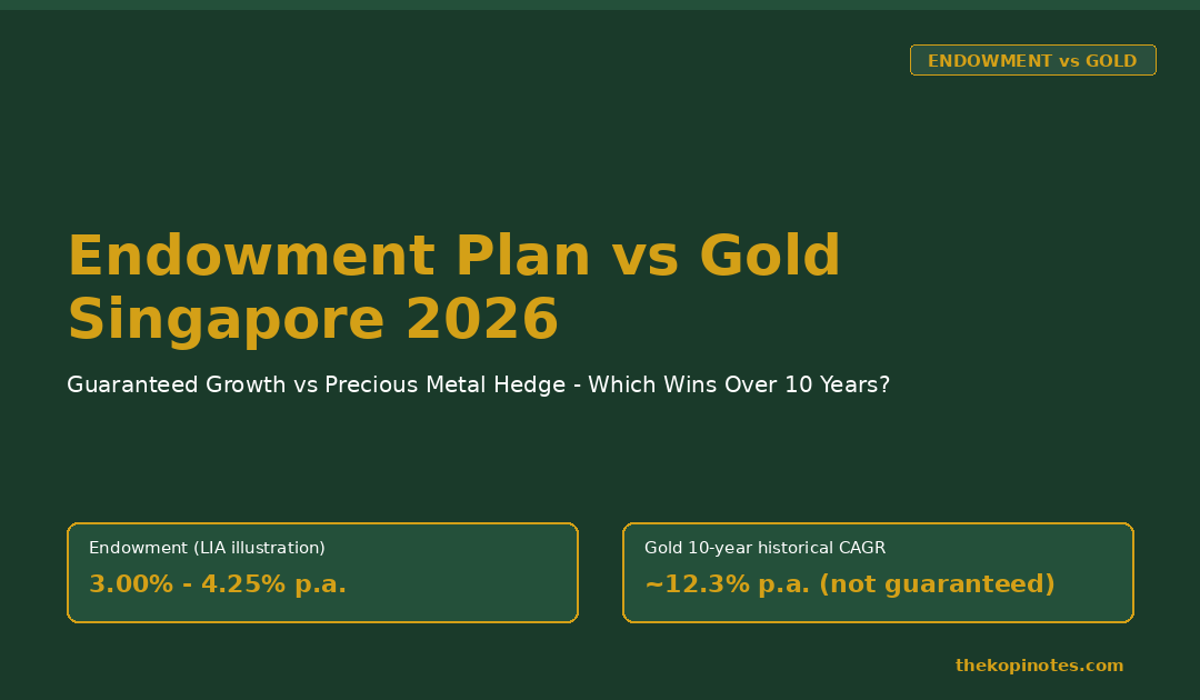 Endowment Plan vs Gold Singapore 2026: Guaranteed Growth vs Precious Metal Hedge — The Kopi Notes