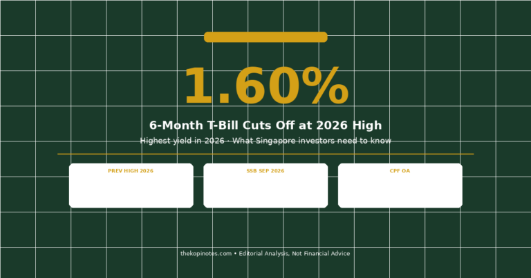 Singapore T-Bill Yield Hits 2026 High of 1.60% — What It Means for Your Cash