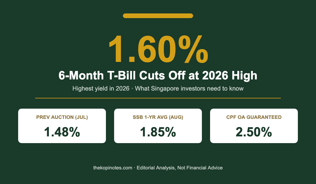 Singapore T-Bill Yield Hits 2026 High of 1.60% — What It Means for Your Cash