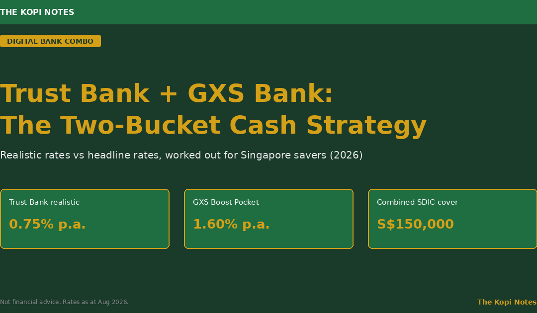 Trust Bank + GXS Bank: The Two-Bucket Cash Strategy for Singapore Savers (2026) — The Kopi Notes
