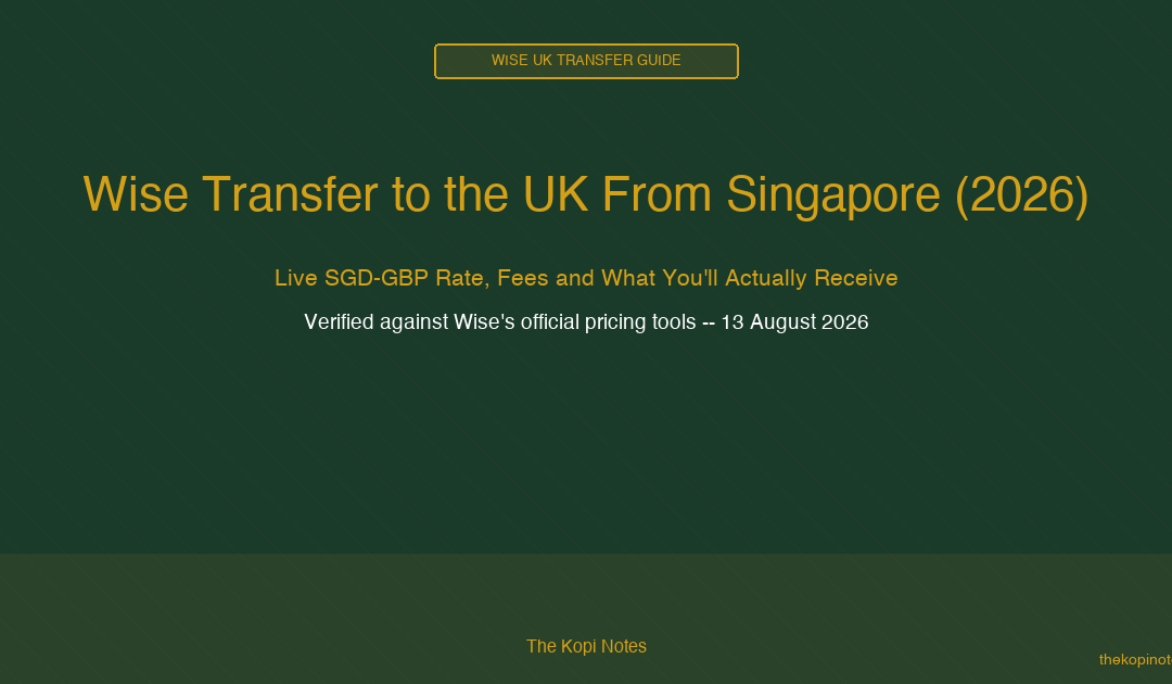 Wise Transfer to the UK From Singapore (2026): Fees, Live Rate & What You'll Actually Receive — The Kopi Notes