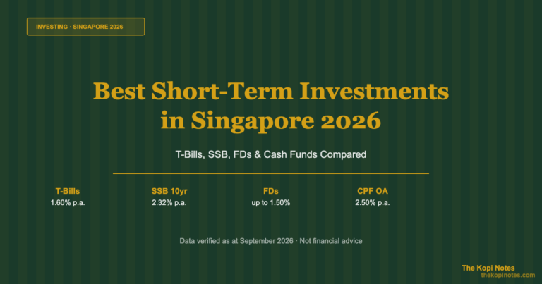 Best Short-Term Investments in Singapore 2026: T-Bills, SSB, FDs & Cash Funds Compared