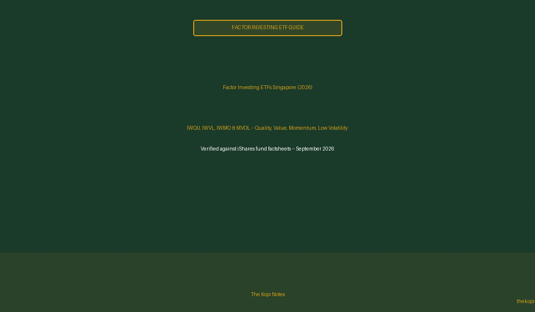 Factor Investing ETFs Singapore: Quality, Value, Momentum & Low Volatility Explained (2026 Guide) — The Kopi Notes