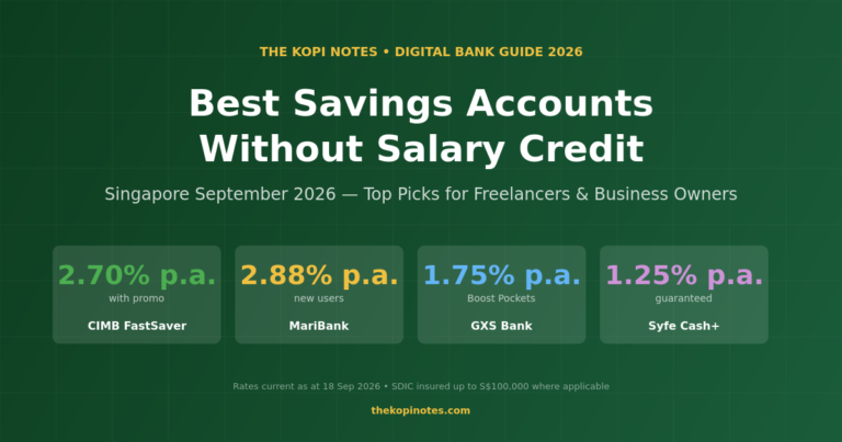 Best Savings Account Singapore Without Salary Credit (September 2026): Top 4 Compared