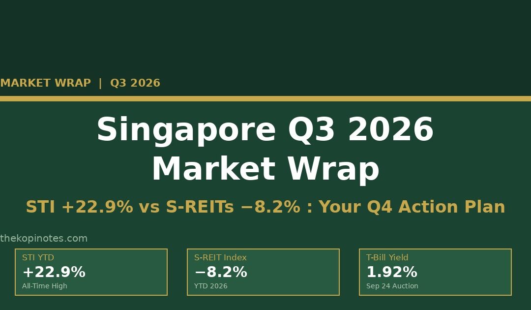 Singapore Q3 2026 Market Wrap: STI +22.9% vs S-REITs −8.2% performance chart