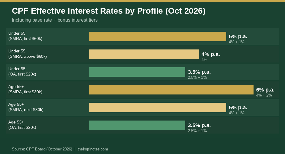 CPF effective interest rates by profile 2026