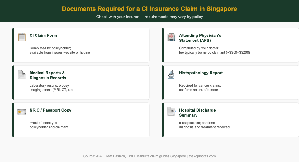 Documents required for critical illness insurance claim Singapore 2026 checklist