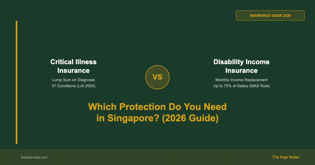 Critical Illness Insurance vs Disability Income Insurance Singapore 2026 — The Kopi Notes