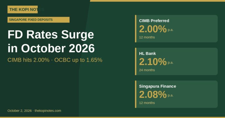 Singapore Fixed Deposit Rates Surge in October 2026: CIMB Hits 2%, OCBC Up to 1.65% — What This Means for Your Cash