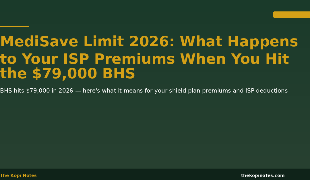 MediSave Limit 2026: What Happens to Your ISP Premiums When You Hit the $79,000 BHS — The Kopi Notes